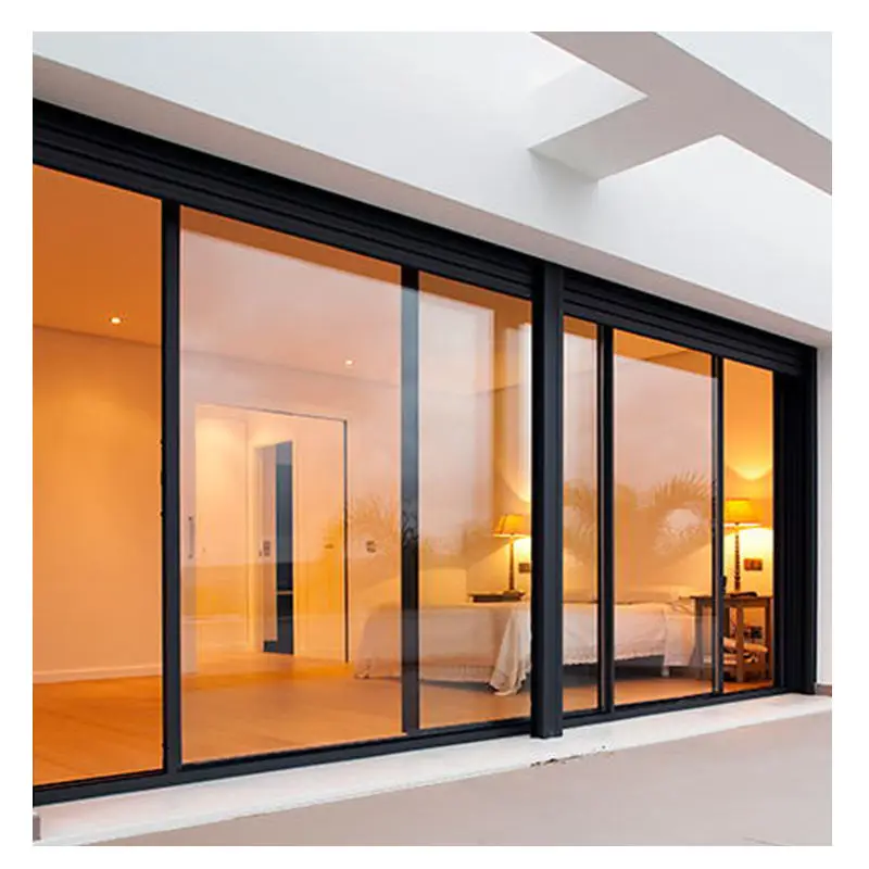 Residential Hurricane Proof Two Three Four Tracks Sliding Doors Apartment Aluminum Narrow Frame Heavy Duty Door