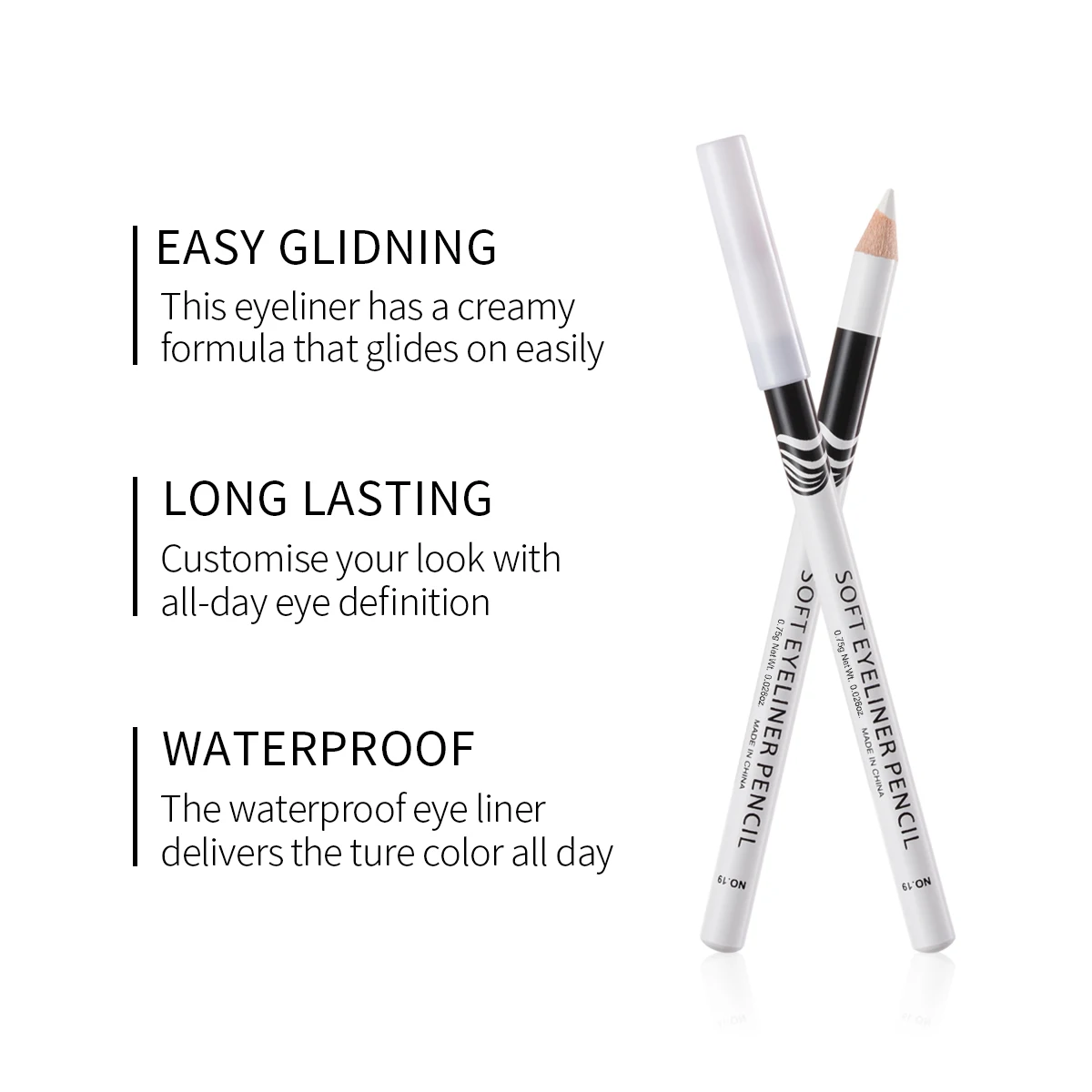 Menow P112 OEM\ODM private label makeup lasting waterproof Moist care silky white wooden Eyeliner cosmetics factory wholesale