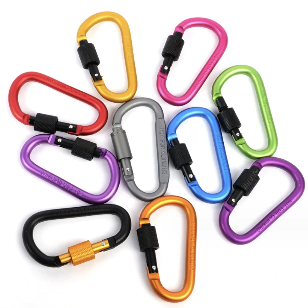 SOLO WILD Bold 8CM lockable D-type carabiner hook Custom Aluminium Alloy carabiner keyring  keychains carabiner
