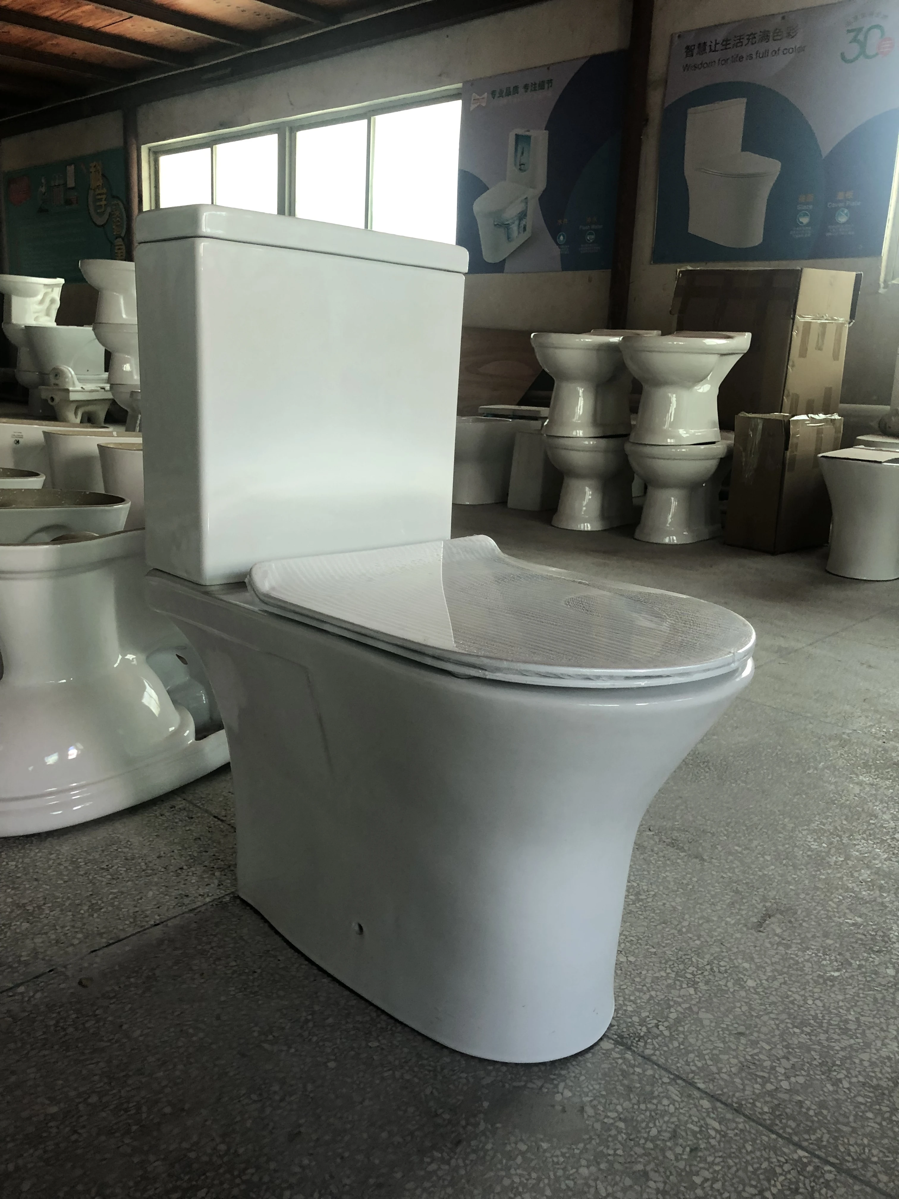 Chaozhou Wc Sanitary Ware European Western P Trap Washdown 2 Pc Water Closet Bathroom Ceramic Two Piece Toilet