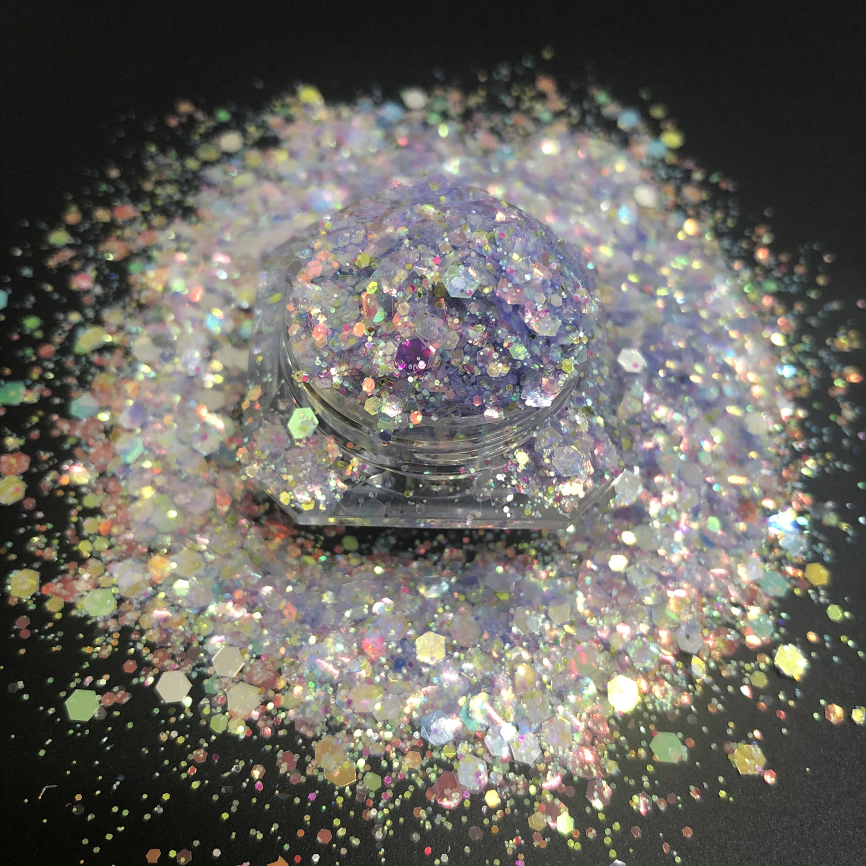 Bulk Wholesale Chunky 3D Diamond Sequins Iridescent Laser Nail Glitter Mix For Nail Arts, Makeup