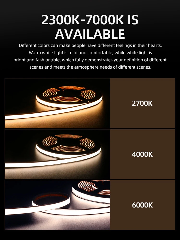 Hot Sale Outdoor Use IP67 Waterproof Silicon Extrusion COB LED Strip 480LEDs/m Flexible Neon Strip Dot Free COB LED Strip