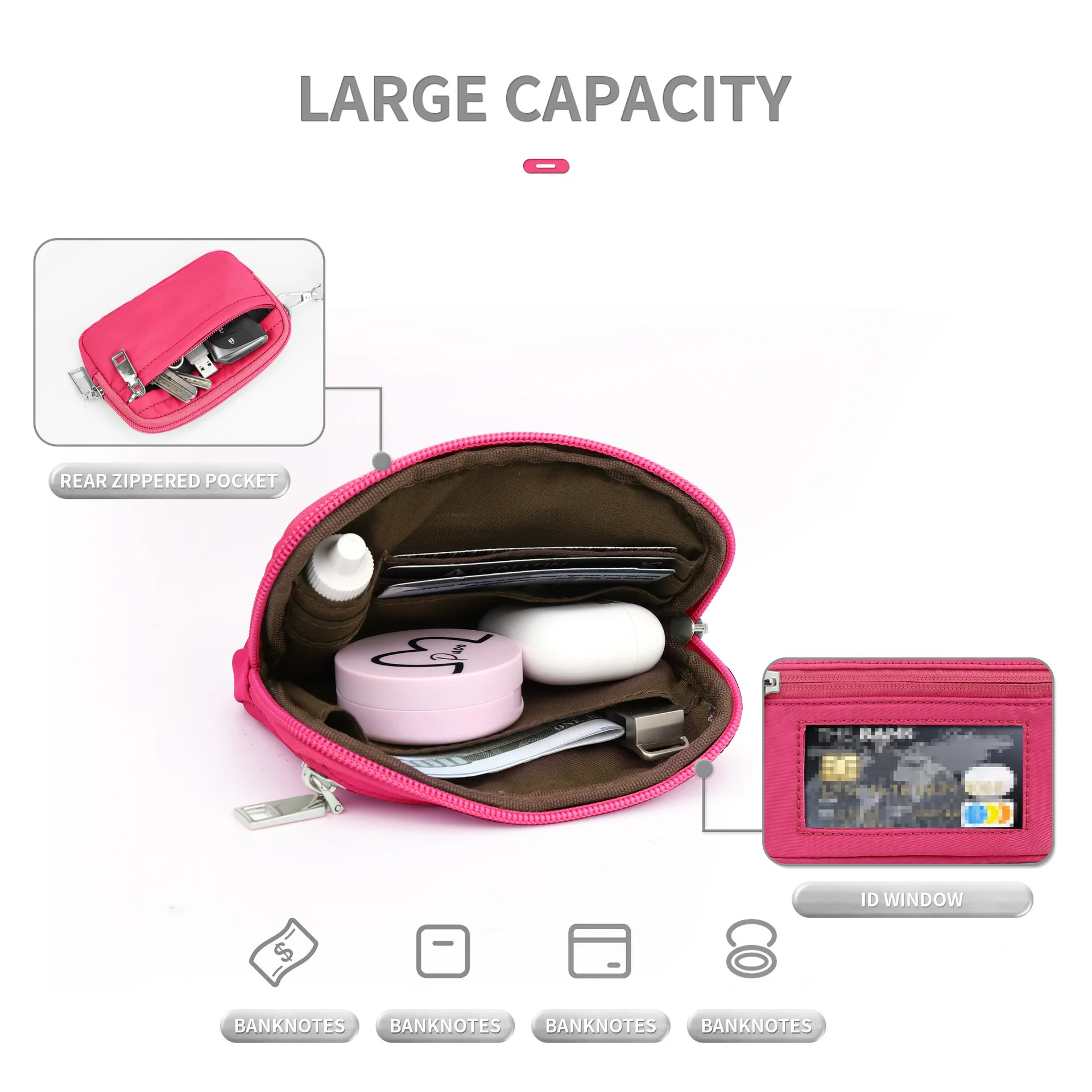 Mini Zip Around Portable Coin Purse Pocket Credit Card Holder Purse Keychain Bangle Wristlet Wallet for Women Men