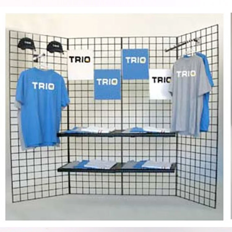 AMJ Carbon Steel Wall Organizer Wire Mesh Clothing Display Rack Electroplated Gridwall Panel