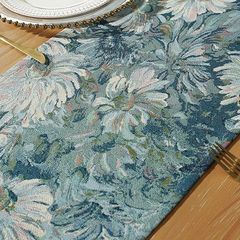 33cm*160/183/200/275 cm 5 yards table runner oil painting jacquard party wedding decoration crafts linen cotton