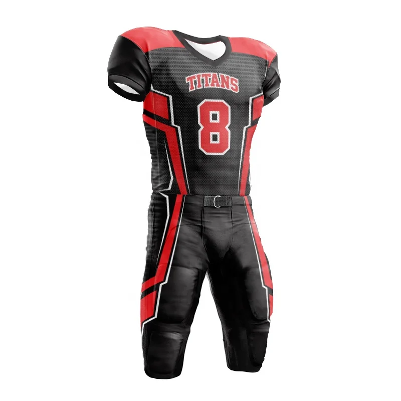 High Quality 4 Way Fabric 7 Padded Material Customized Sportswear Sets Cheap Price Sublimation Black American Football Uniform
