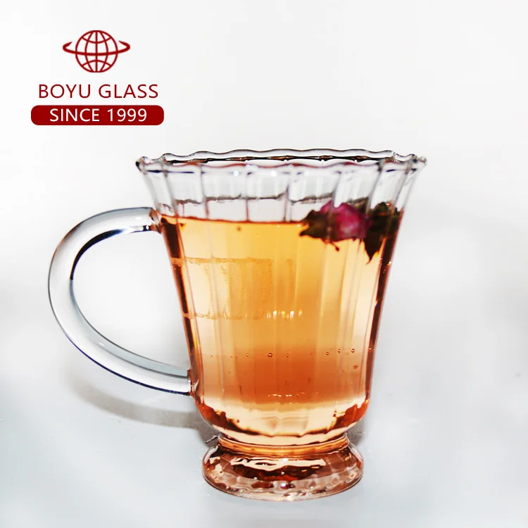 Turkey Style Solid Transparent 200mL Exclusive Designs Glass Coffee Mug High White Milk Latte Tea Glass Mugs with Handle