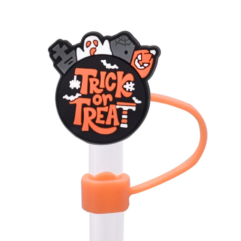 CIVI Straw Covers Cap 2-3cm Halloween Theme Straw Topper Protectors Dust-Proof Drinking Reusable Straw Tips Lids