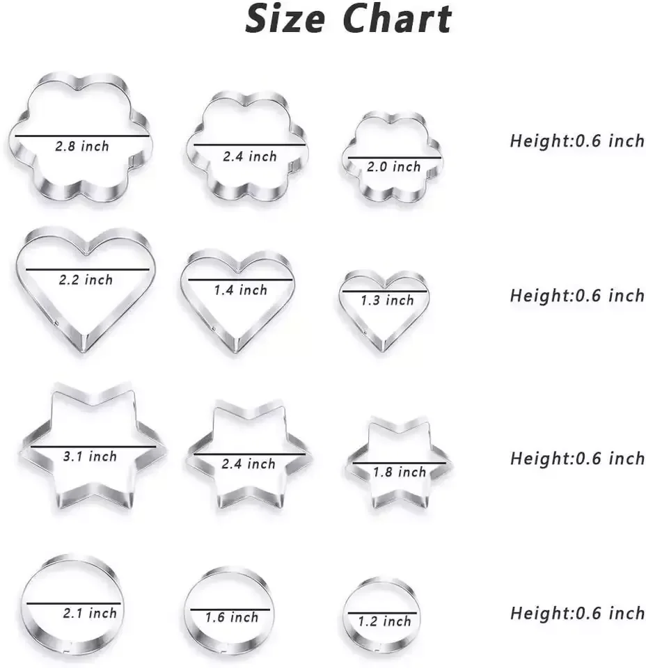 Factory Customized 12-Piece Heat Resistant Stainless Steel Metal Cookie Mold Cake Biscuit Cutter Set for Cookies