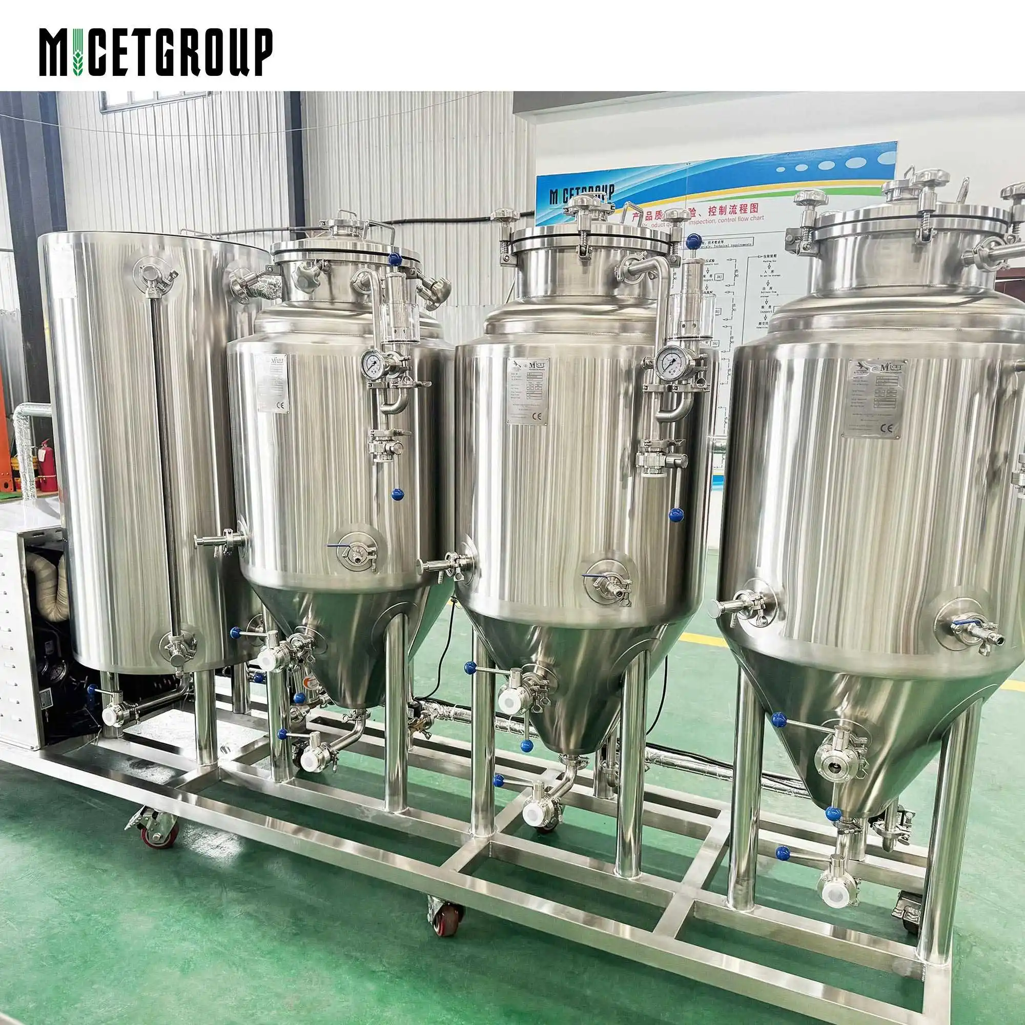 100L direct fire heating 3 vessel brew kettle home brewing system nano brewery gas heating craft beer brewing equipment