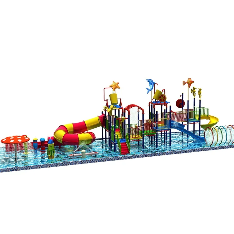 Custom Outdoor playground Plastic Tube Slides Large Water Park With Splash Equipment