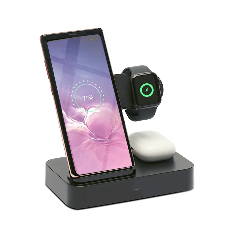 
New arrivals 2021 private mode AC input 30W 3 IN 1 fast wireless charging stand for smart phone iPhone iWatch TWS 