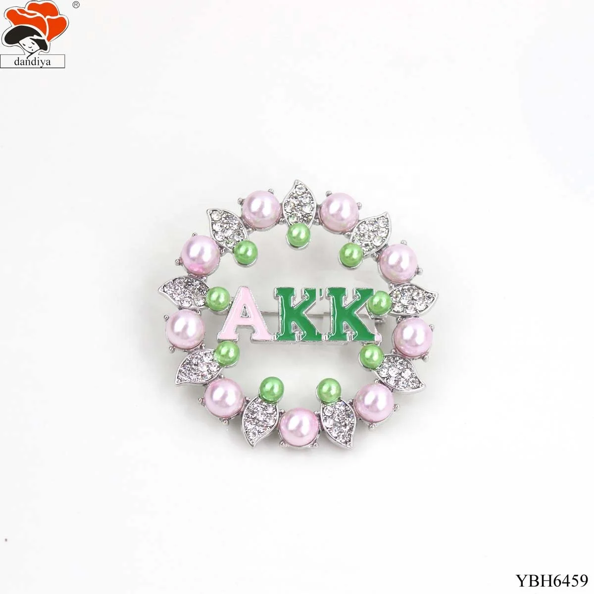 Alpha Pink green Enamel PEARL brooch Greek Sorority Fraternity pin custom greek letter