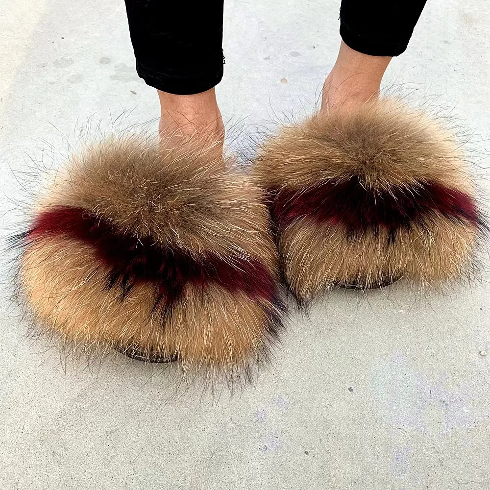 High Quality Fur Slippers Women Fashion Fur Slippers Fox Fur Slippers