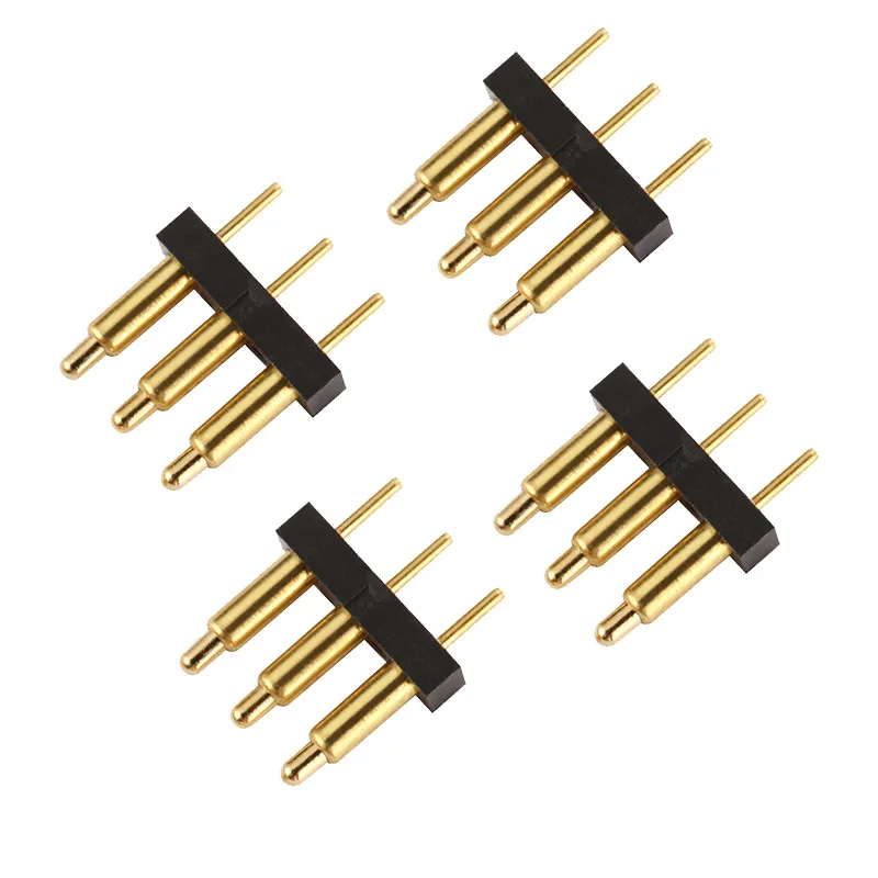 Stock spring pogo pin connector 3Pin gold plated DIP soldering magnetic for