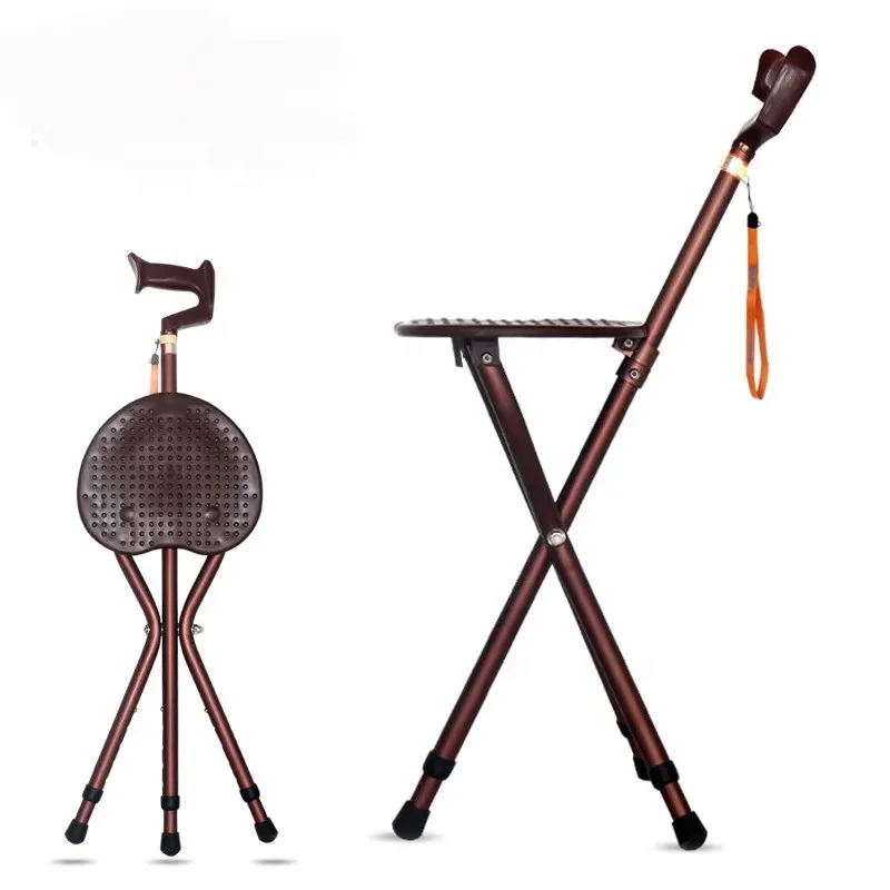 Three legs Aluminum alloy folding elderly seats Multifunctional cane folding seat folding seat