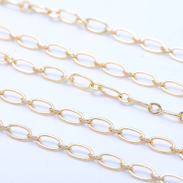 
Factory Wholesale 14K Gold Plated Thick Chain for Jewelry Necklace Bracelet Making 