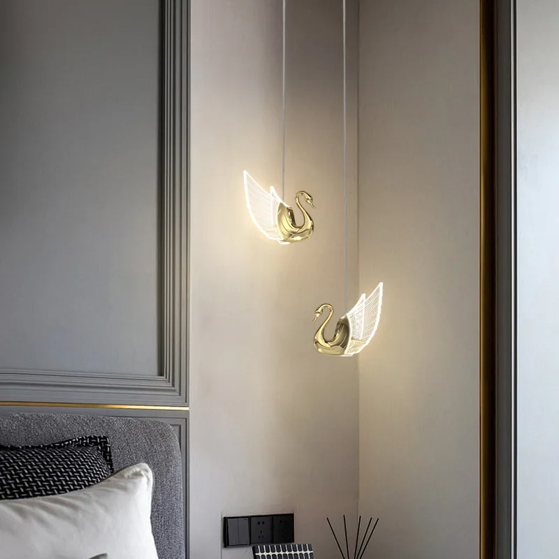 Swan LED Pendant Light Indoor Nordic Lighting For Home Living Room Decor Dining Tables Lights Bedside Bedroom Hanging Lamp