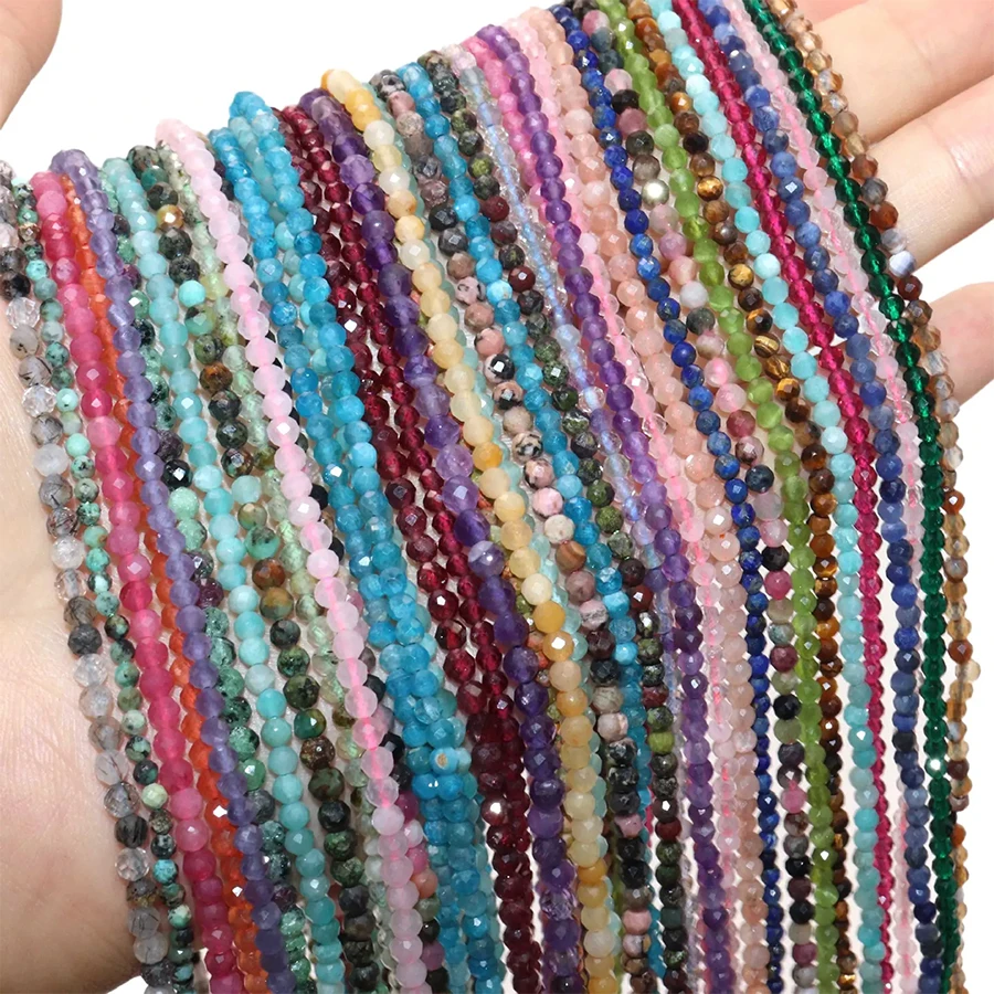 Custom Natural Stone Faceted Loose Beads Crystal Gemstone Amethyst Rose Quartz Lapis Red Agate Loose Beads for Jewelry Making