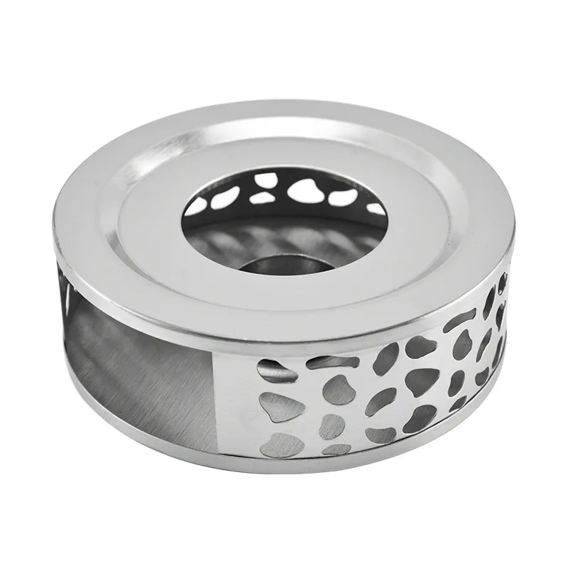round Stainless Steel Tea Stove with Candle Holder Warm Tea Warmer for Coffee & Tea Accessories