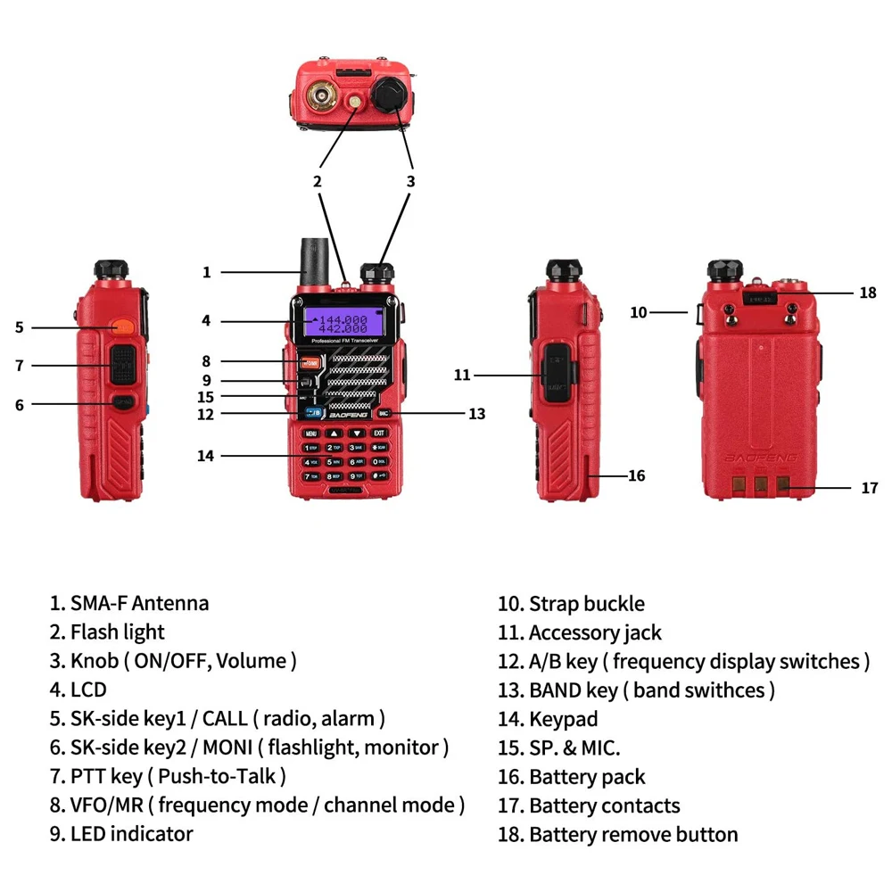 Baofeng оригинальный UV5R + плюс иди и болтай Walkie Talkie “иди Dual Band 136-174 МГц 400-520 Портативный BF UV-5R двухстороннее радио Pofung