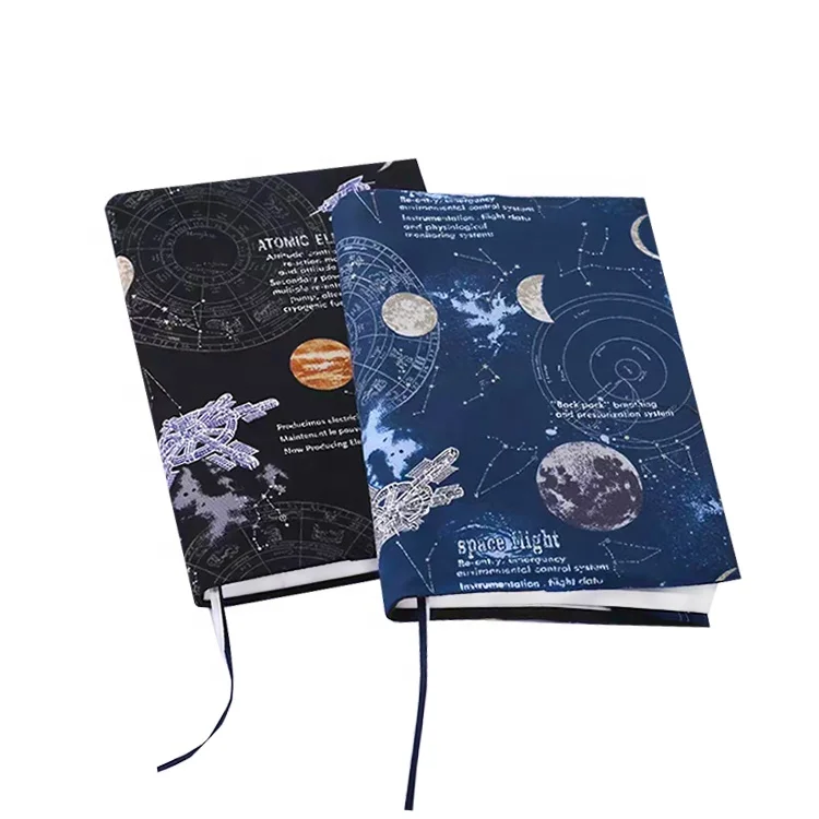 Star space paper book A5 Business diary planner pu  leather cloth custom office refillable note softcover notebook