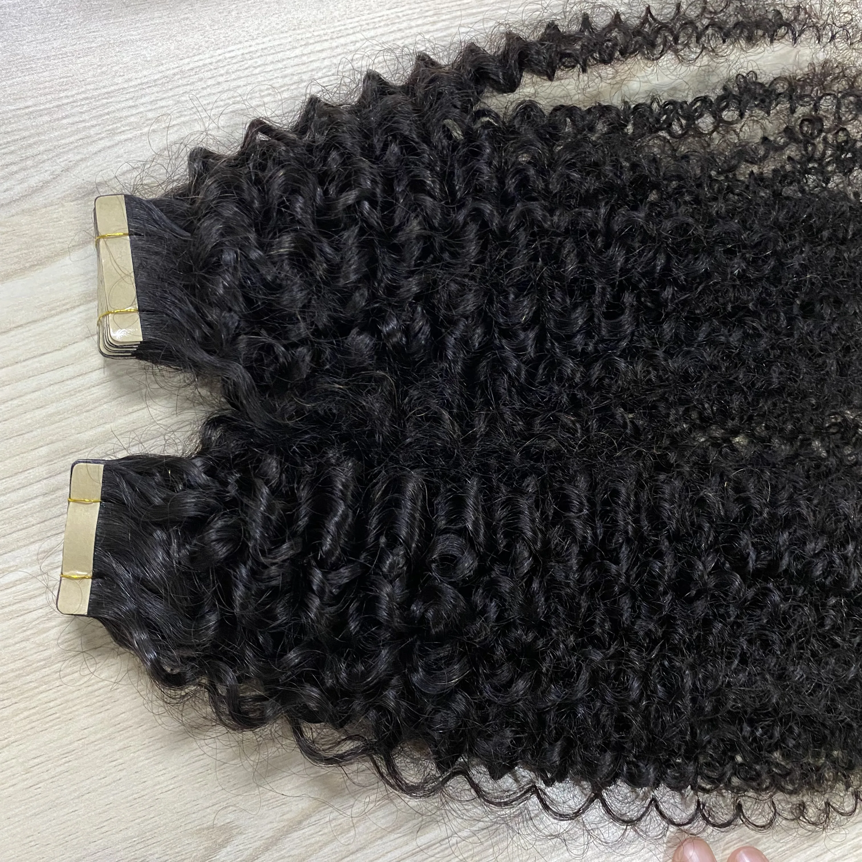 Top Quality Best Price Unprocessed Brazilian Hair Kinky Curly Ready To Ship Remy Seamless Tape In Extensions