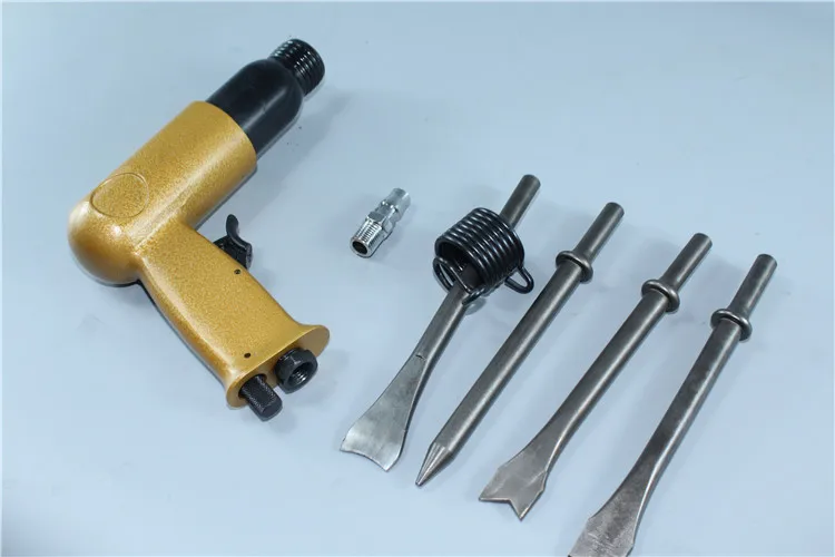 Professional Handheld Pistol Gas Shovels Air Hammer Small Rust Remover Pneumatic Tools with 5 Chisels Air Hammer