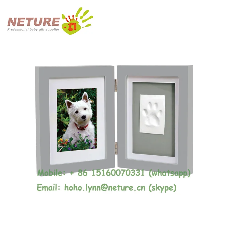 Custom pet paw print impression kit clay memoria dog cat photo frame