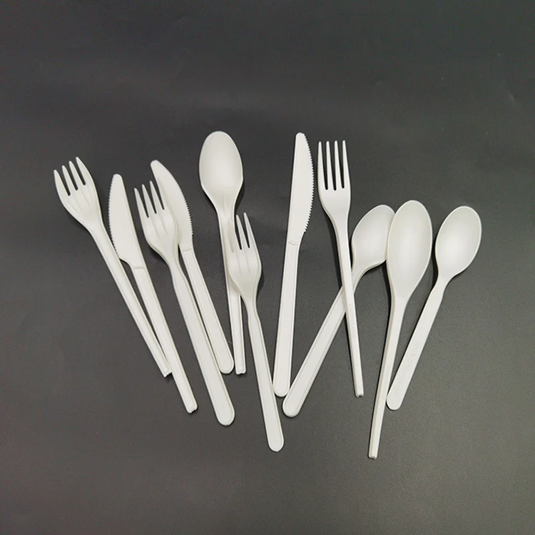 Customized size disposable white plastic knife fork spoon tableware set