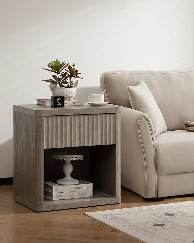 Night Stand Set of 2 Nightstands with Drawer Storage Bed Side Table End Table for Bedroom Living Room Sofa Couch Office