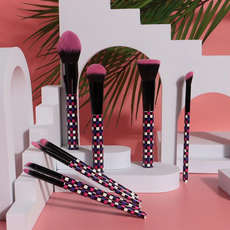 8pcs Travel Makeup Brush Set Aluminium Ferrule Brush Kits Soft Cruelty Free Synthetic Hair Beauty Needs Makeup Tools