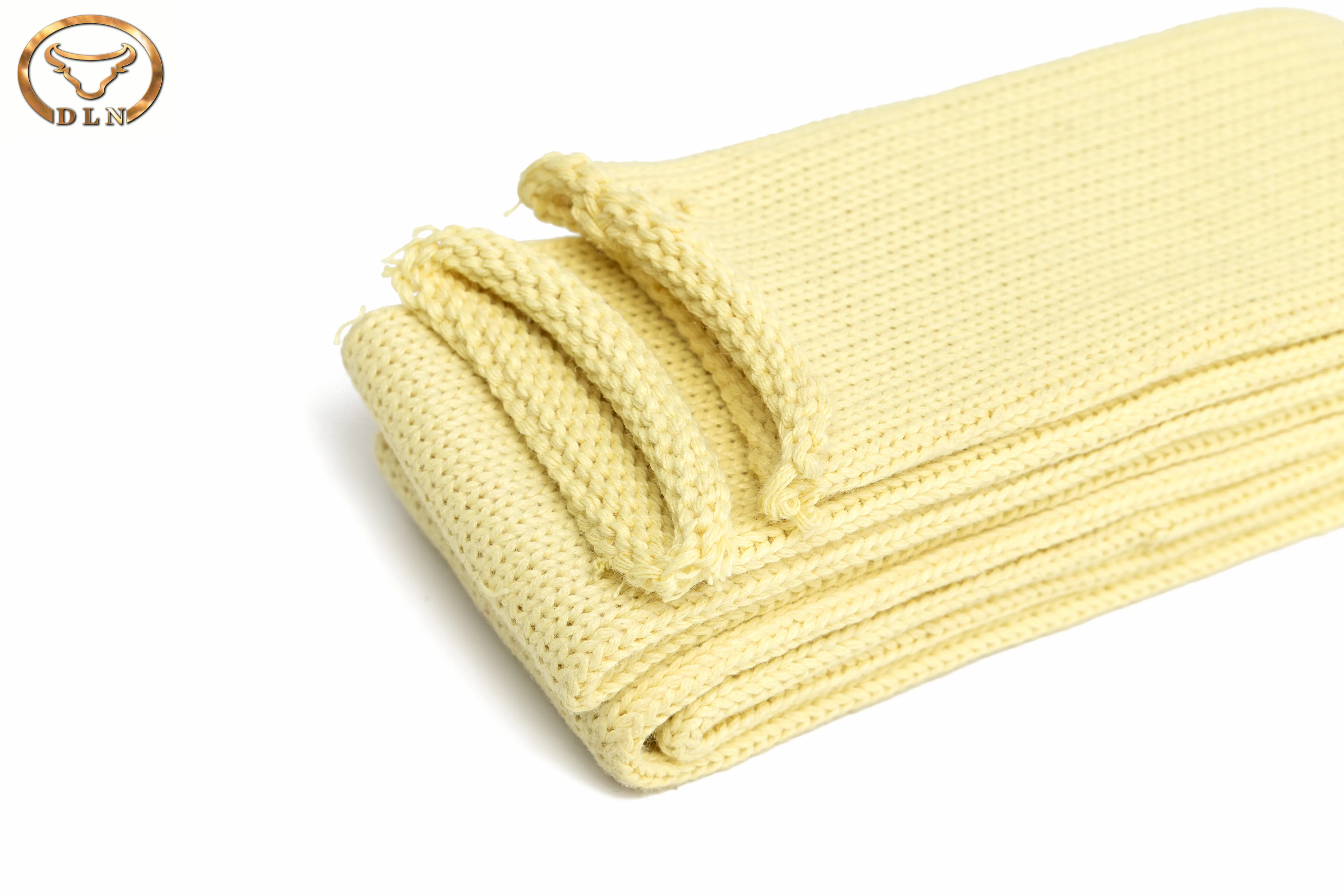 
High Temperature Resistant/Heat Resistant Aramid Knitting Sleeves, Yellow Aramid Knitting Tubes for glass processing industry 