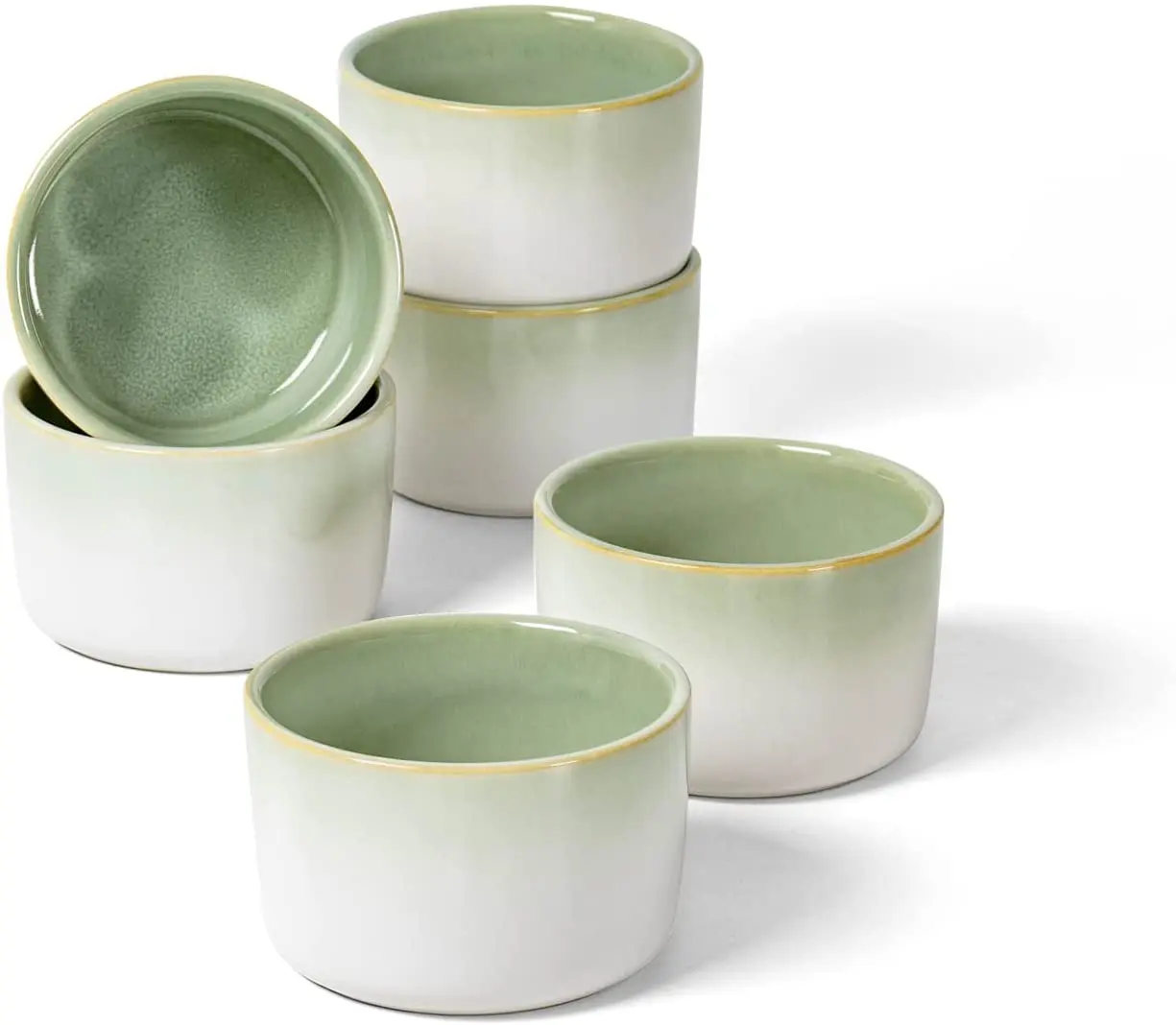 UNICASA 8 oz Creme Brulee Ramekins Ceramic Ice Cream Bowl With Dessert Spoon and Fruit