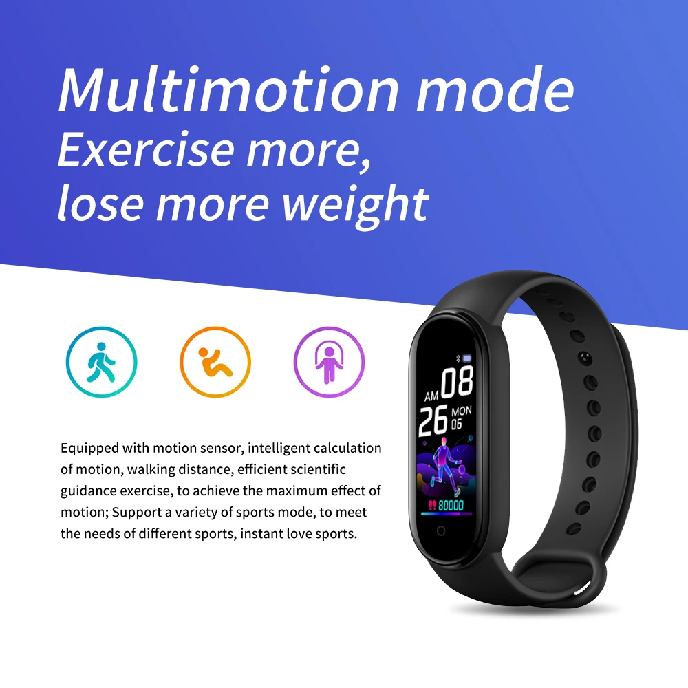 China Wholesale Ip67 M5 Smart Watches Montre connectee Men Bands Intelligentes Fitness Tracking Band Watch