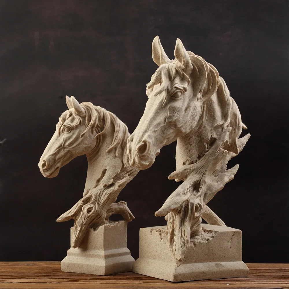 Deer Elephant lion horse Head Animal Resin Sculpture Home Decoration Accessories  Room Decor Resin Animal Head Statue
