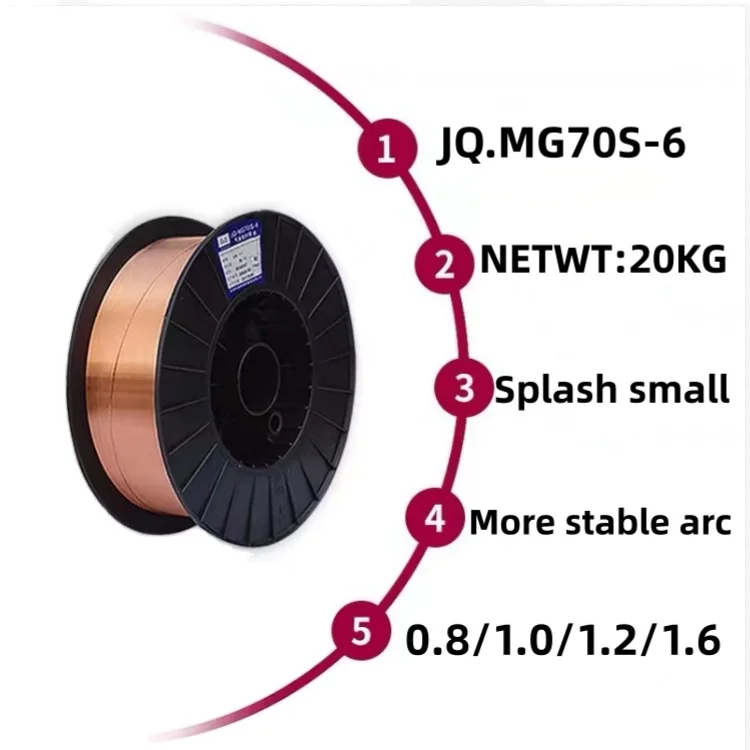 Competitive Price 1.6 MG70S-6 Carbon dioxide gas shielded Solid core flux cored welding wire