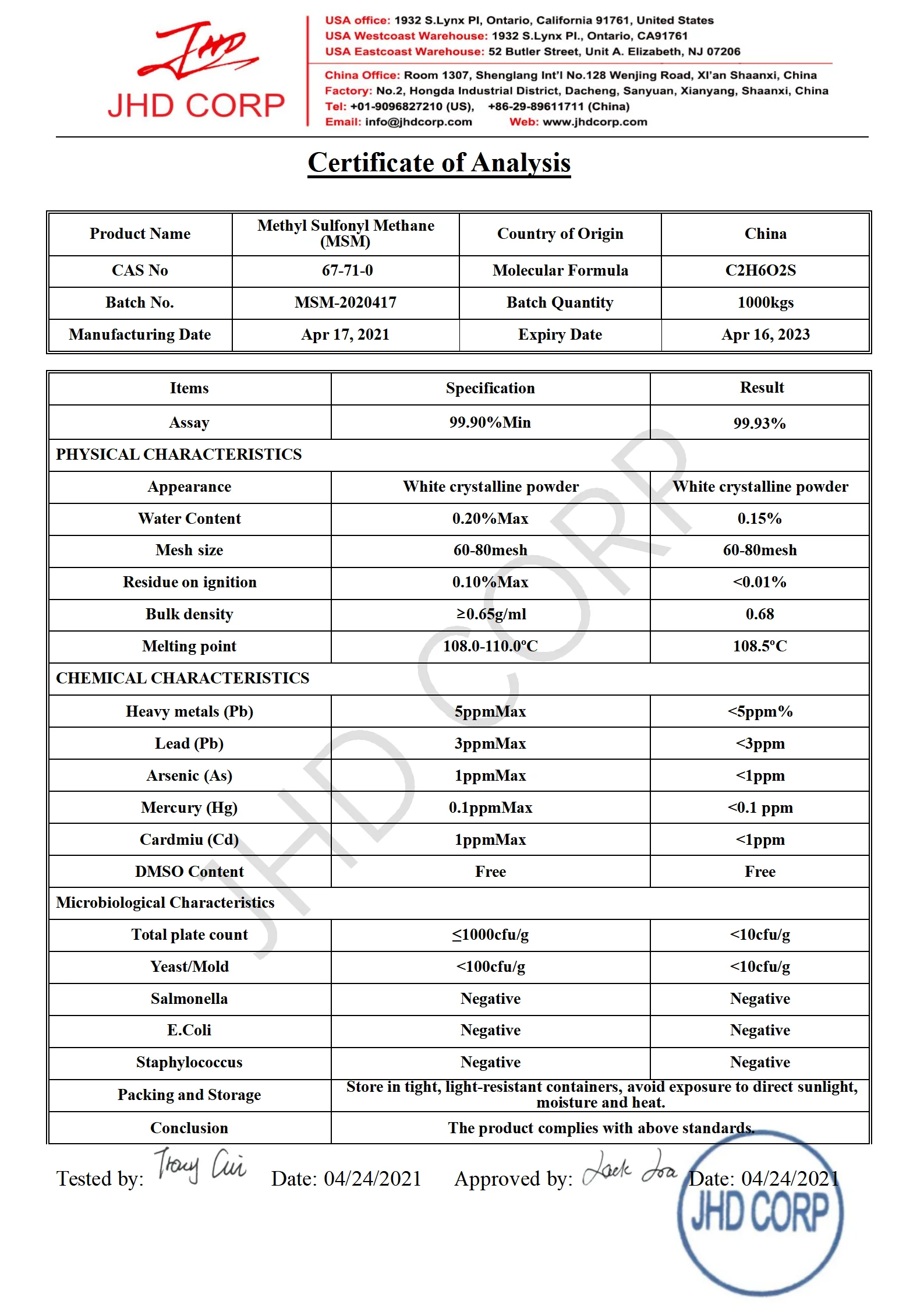USA EU Warehouse Food Grade MSM Crystal Supplement 67-71-0 Methyl Sulfonyl Methane Powder for Joint Health