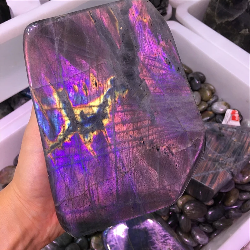 Wholesale Natural Table Crystal Purple Labradorite Freeform Stone for Decoration