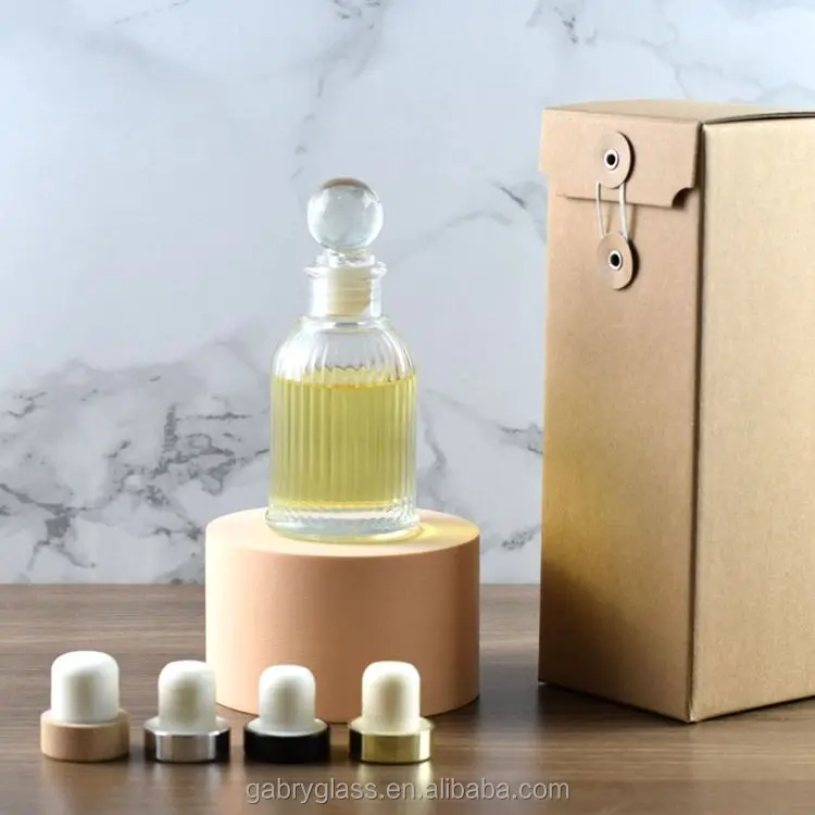 100ml Glass Perfume Bottle Diffuser Glass Bottle Black Reeds With Silver Cork