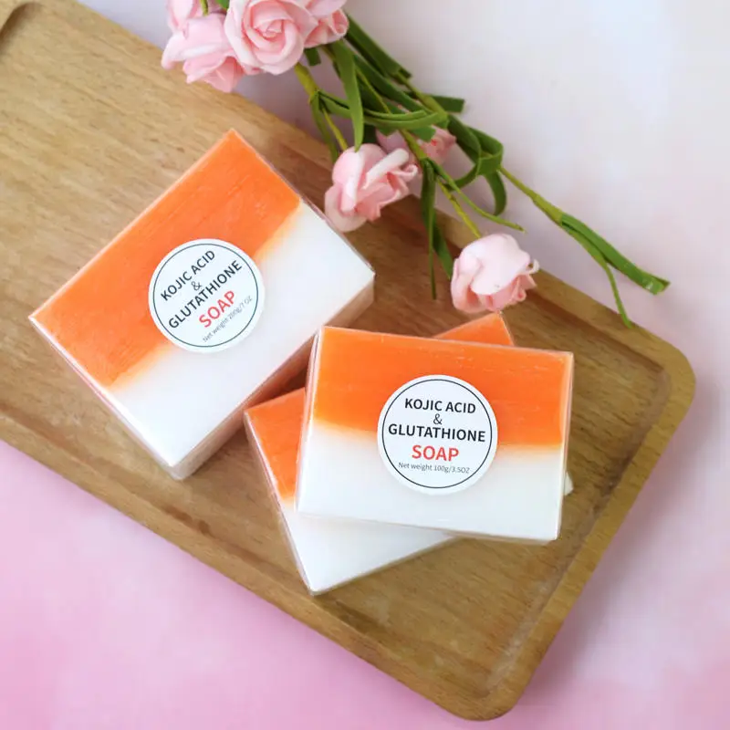 Custom Logo Kojic Acid Soaps Skin Lightening Savon Kojic San Face Cleansing Care Acne Soap Sabun Whitening Papaya Body Bath Soap