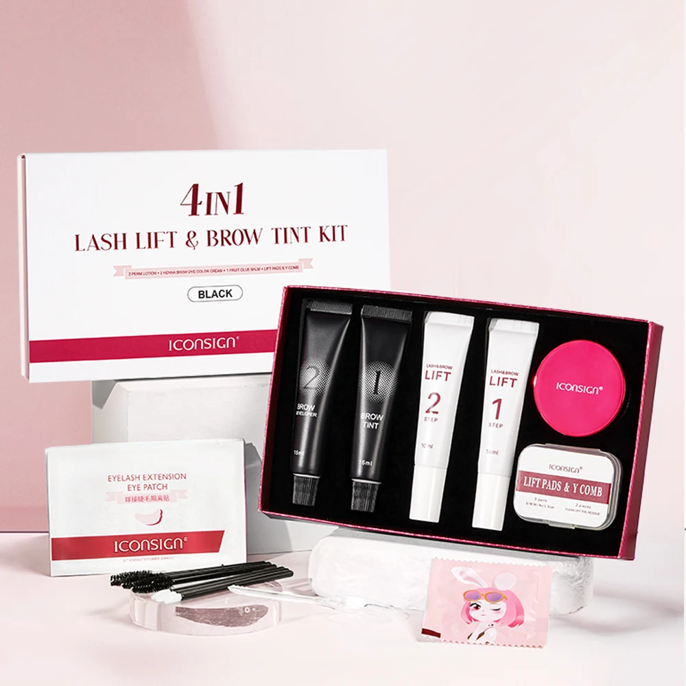 Iconsign 4IN1 Keratin Lash And Brow Lift Tube Perm Wimpern Eye Lash Lift And Brow Lamination Henna Eyelash Eyebrow Tint Dye Kit