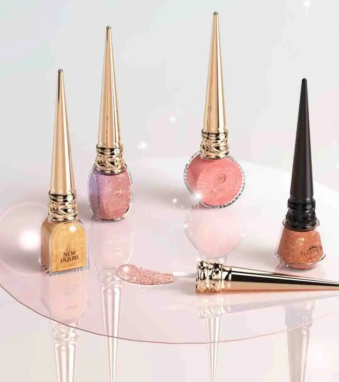 Private Label Eyeliner Empty Bottle Very Black Eyeliner Container Custom Colorful Eyeliner and Golden Tubes