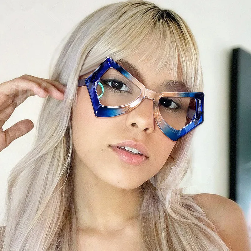 Wholesale Fashion Vintage Polygon Gradient Green Eyeglasses Frames Colorful Butterfly Shape Sunglasses For Women