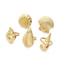 IN STOCK Gold Metal Mixed Shell Shapes Ocean Marine Napkin Rings For Home Decor, A Set of 5