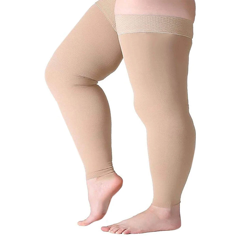 20-30 mmHg Swelling Varicose Veins Thigh High Compression Stockings Footless With Silicone