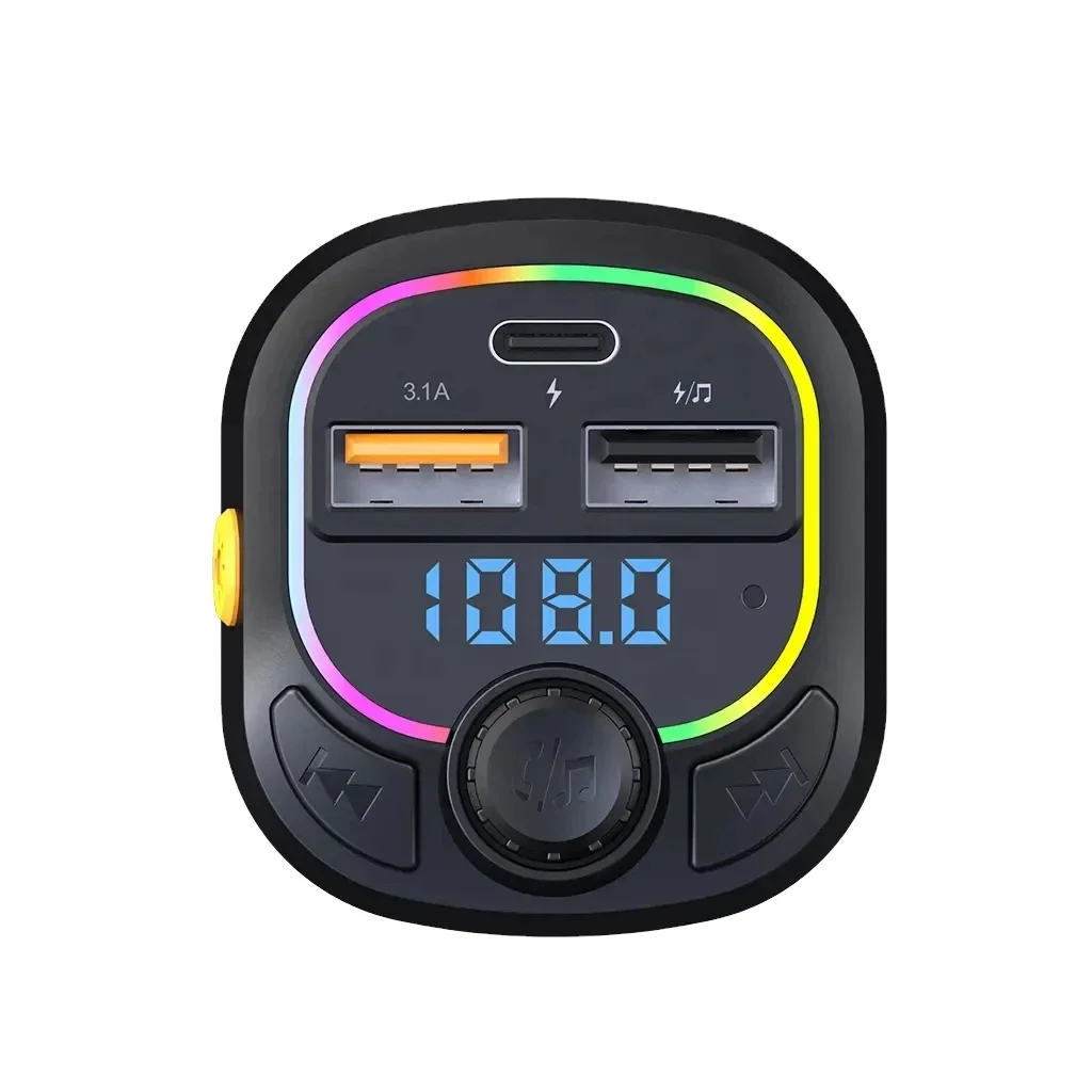 Relee New Arrivals Car charger Quick Adapter dual USB Port Type C PD Car Fast Charging Mobile Colorful Light Inverter Car DC 12V