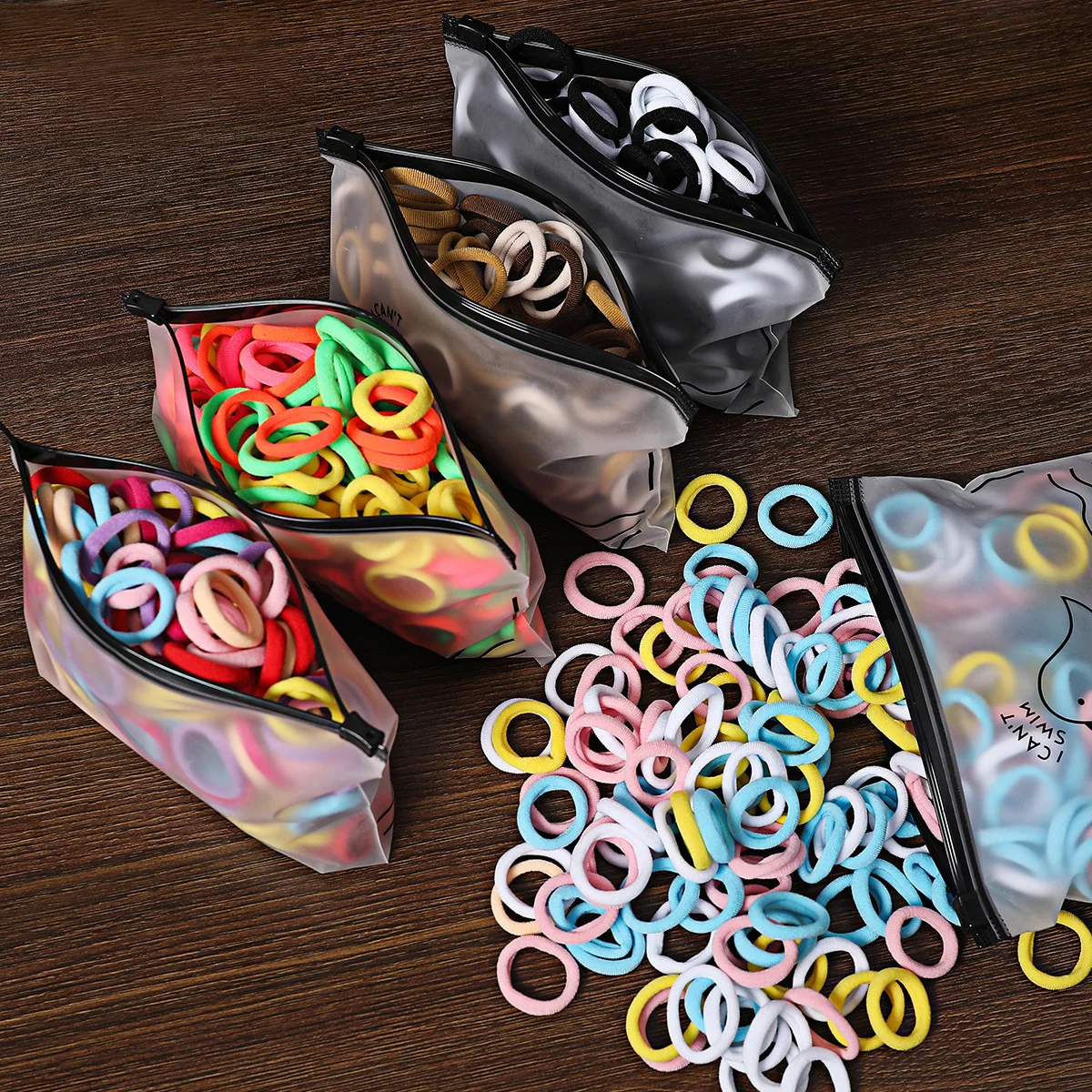 100pcs/Set Fashionable Elastic Hair Bands Colorful Nylon Headband for Girls Kids Ponytail Holder Scrunchie Ornaments Gift