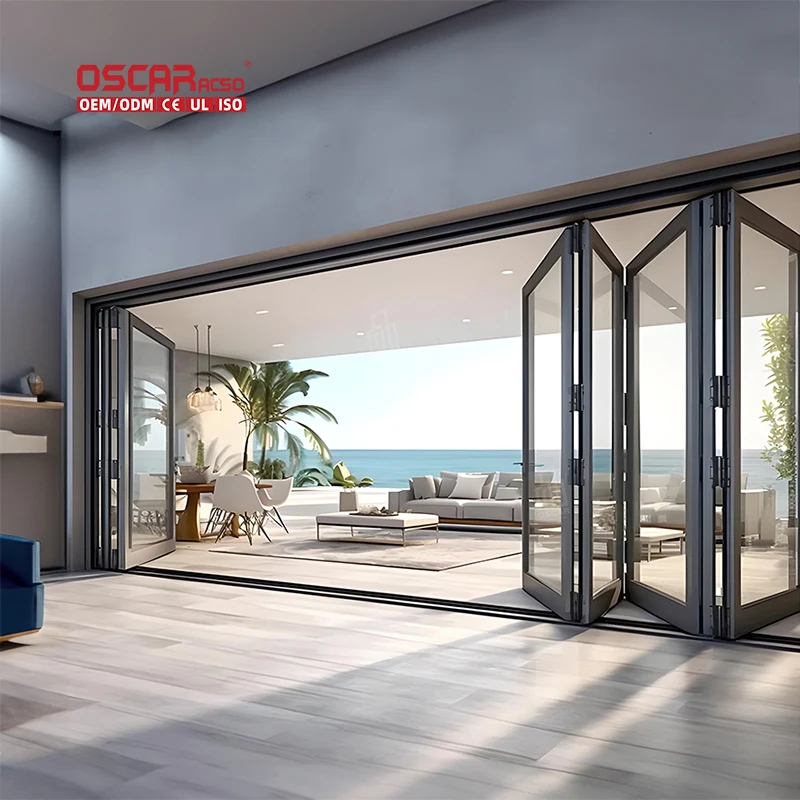 Folding Glass Door Partition Sliding Doors Aluminium For Office Meeting Room Japan Style