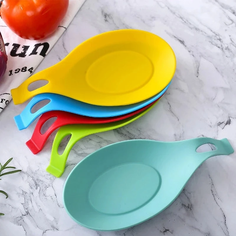 Multipurpose Silicone Spoon Rest Pad Food Grade Silica Gel Spoon Heat Resistant Put Mat Device Kitchen Utensils kitchen dishes